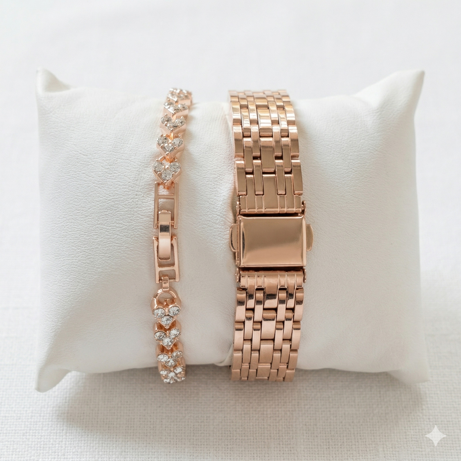Women’s Rose Gold Watch & Heart Bracelet Set Luxury 2pcs Jewelry Gift [US STOCK]