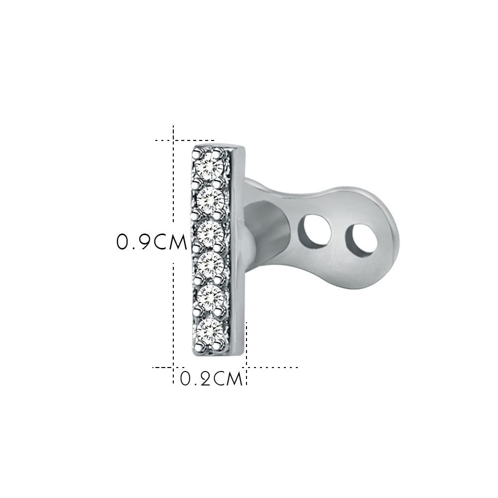 2Pcs 14G Cross Dermal Anchor Tops and Base Stainless Steel Cubic Petal