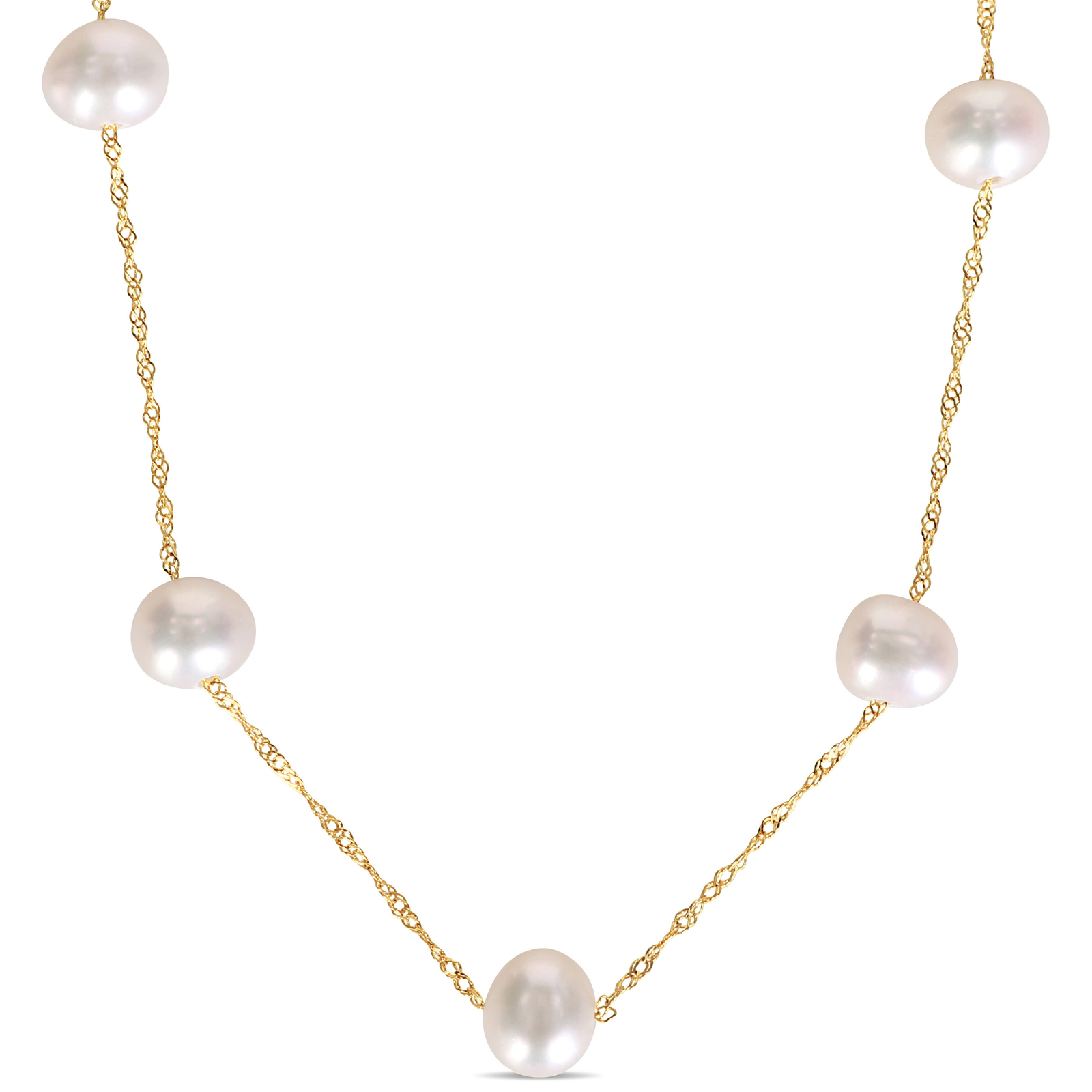 Amour 10k Yellow Gold 5.5-6 mm White Cultured Freshwater Pearl Tin Cup Necklace
