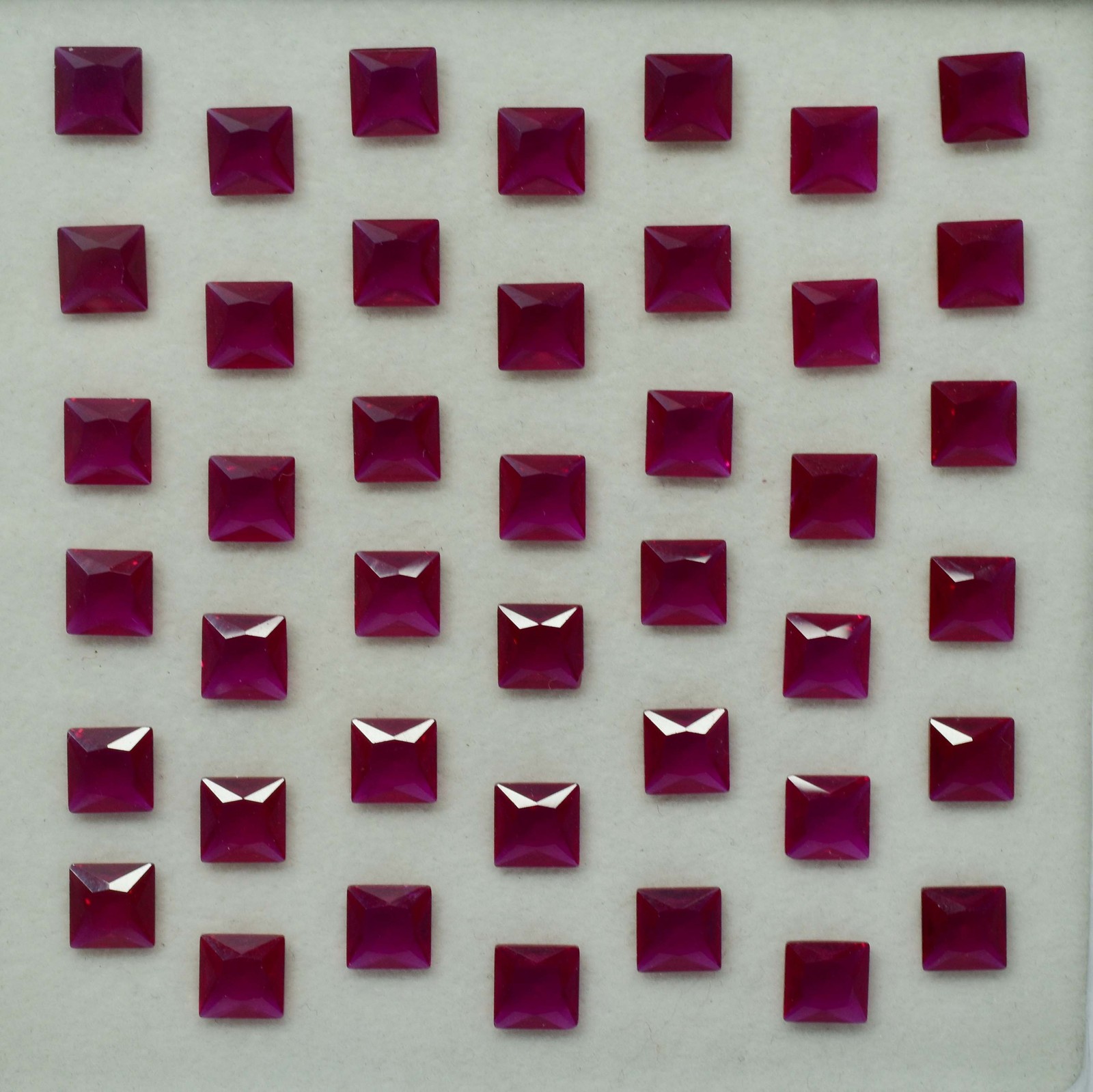 Fiery Red Ruby Loose Gemstone Natural and Untreated CERTIFIED 50 Pcs Square Cut