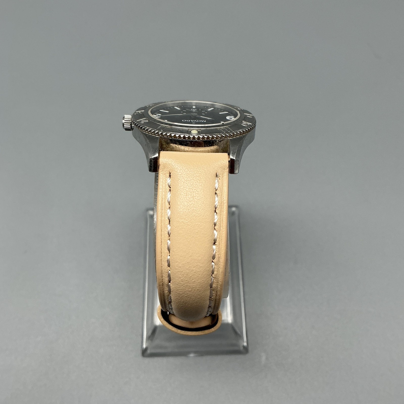 Movado Gentry Womens Watch 28mm Black Beige Leather 84 E9 1860 Swiss New Battery