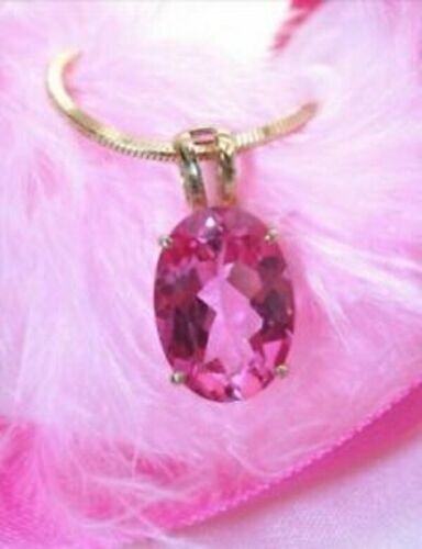 2.50Ct Oval Cut Pink Sapphire Solitaire Pendant 14K Yellow Gold Over Free Chain