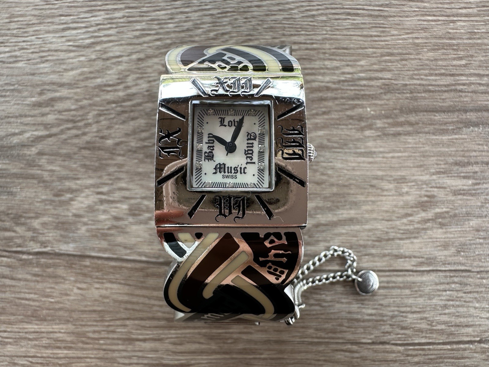 Rare Vintage Y2K L.A.M.B. Gwen Stefani Enamel & Metal Cuff Bangle Wrist Watch