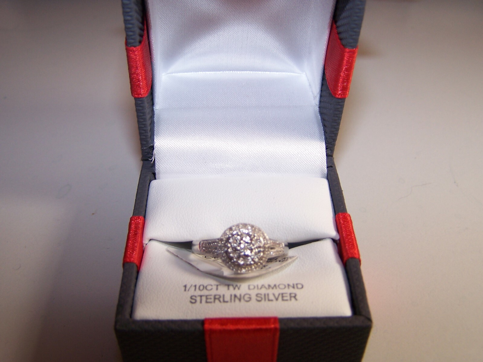 KOHL’S ALLURE GEMS DESIGNER 40 DIAMOND HALO STERLING SILVER PROMISE RING SZ 7