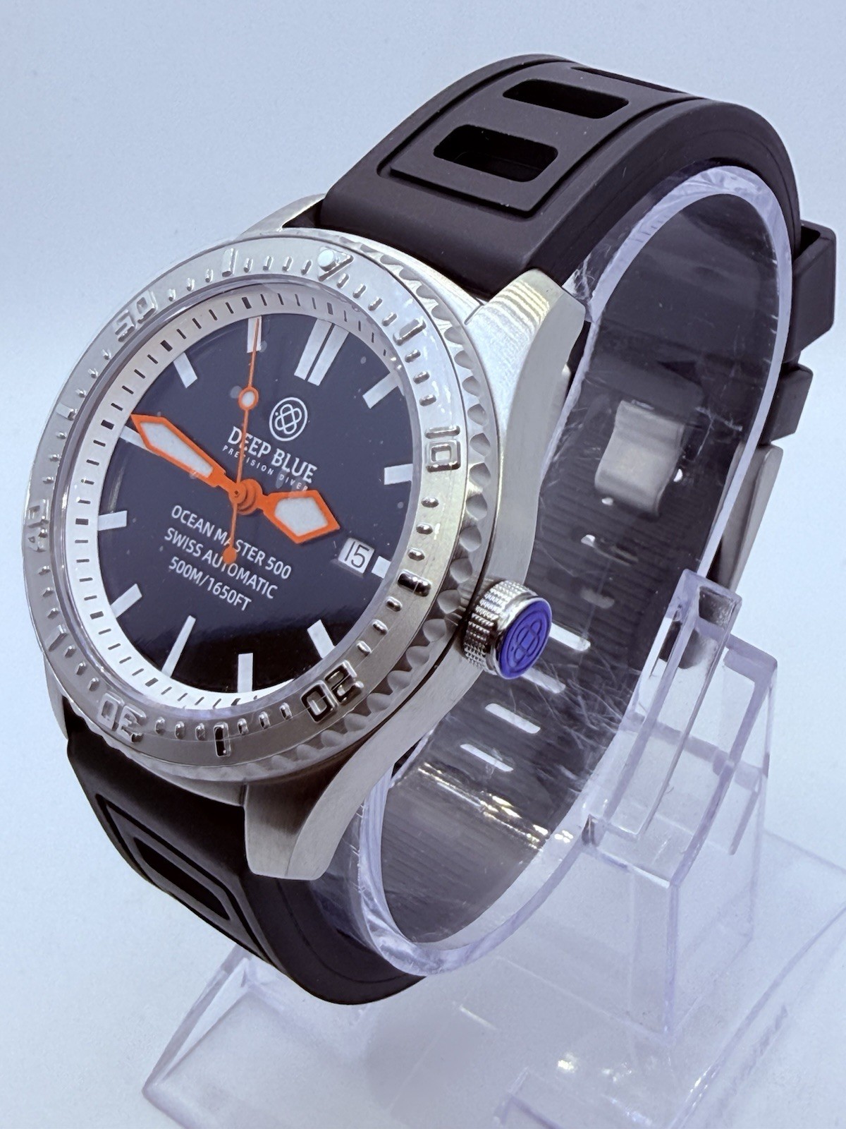 DEEP BLUE OCEAN MASTER 500 40MM SWISS AUTO DIVE WATCH/INNER RING STICK 🍊HANDS‼️