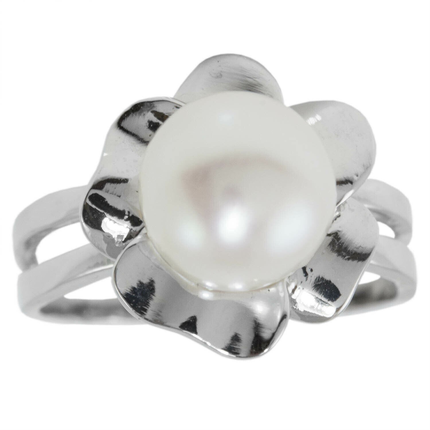 9mm Pearl Flower Ring Freshwater Sterling Silver June SZ 6 6.5 8 8.5 9.5 10 10.5