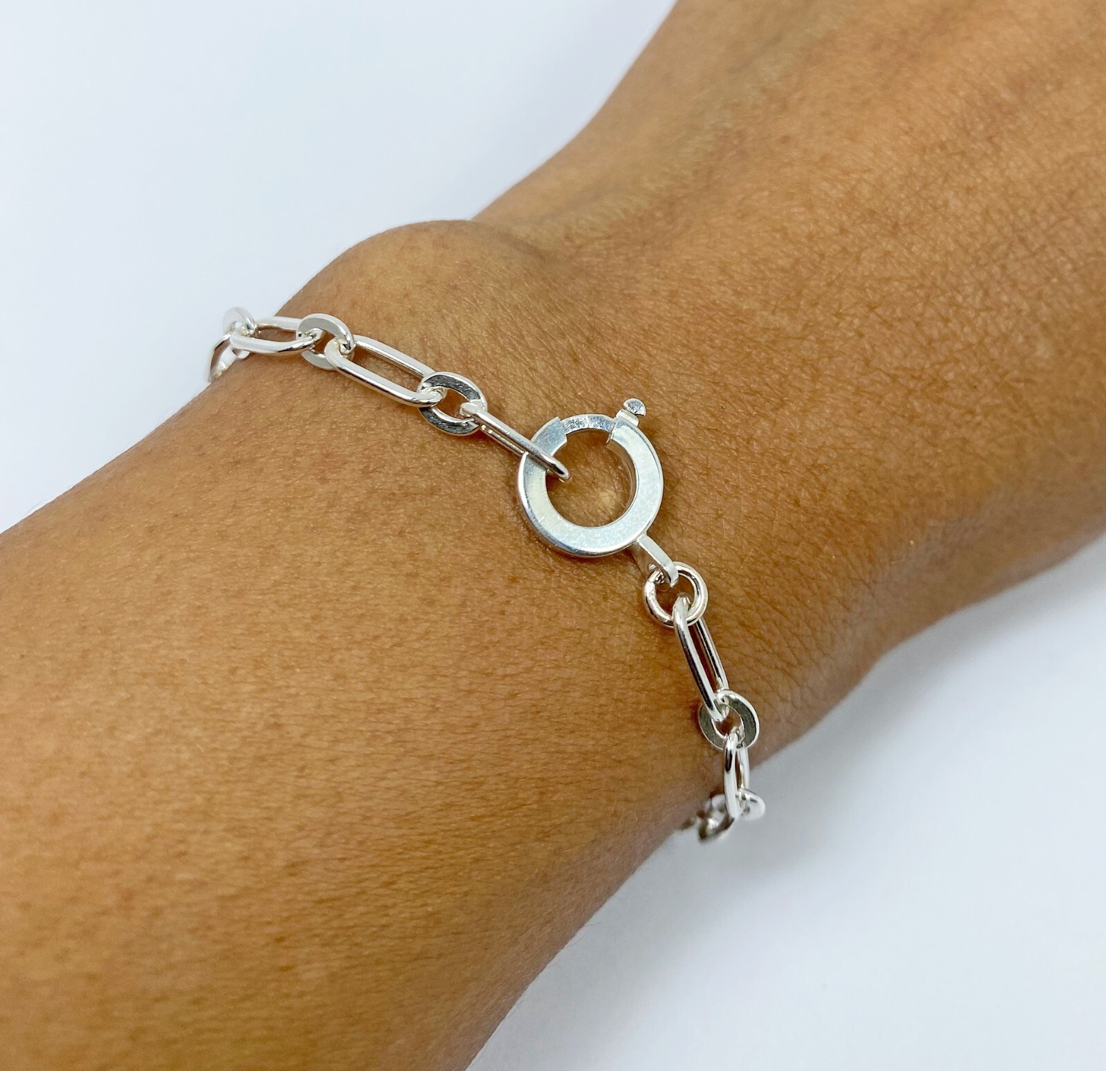 Flat Figaro Link Chain Bracelet, Handmade Unisex Bracelet, Holiday Jewelry Gifts