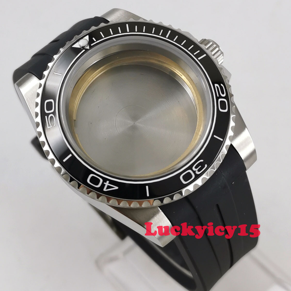 PARNIS 40mm SS watch case fit ETA 2836 movement sapphire glass rubber strap