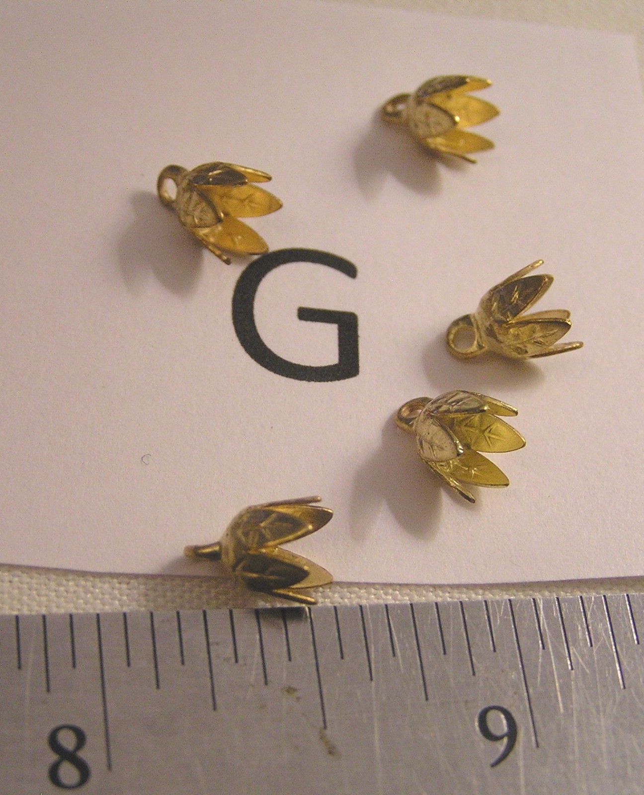 VTG Bead Cap Dangles w Bail & Button Backs Filigree Brass GP SP Jewelry Findings