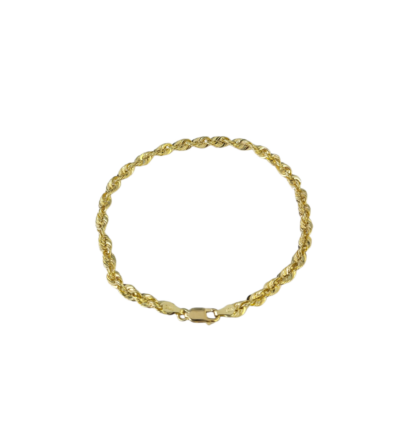 Real 10K Gold Hollow Muray Rope Bracelet 8″ Inch 4mm Men Women