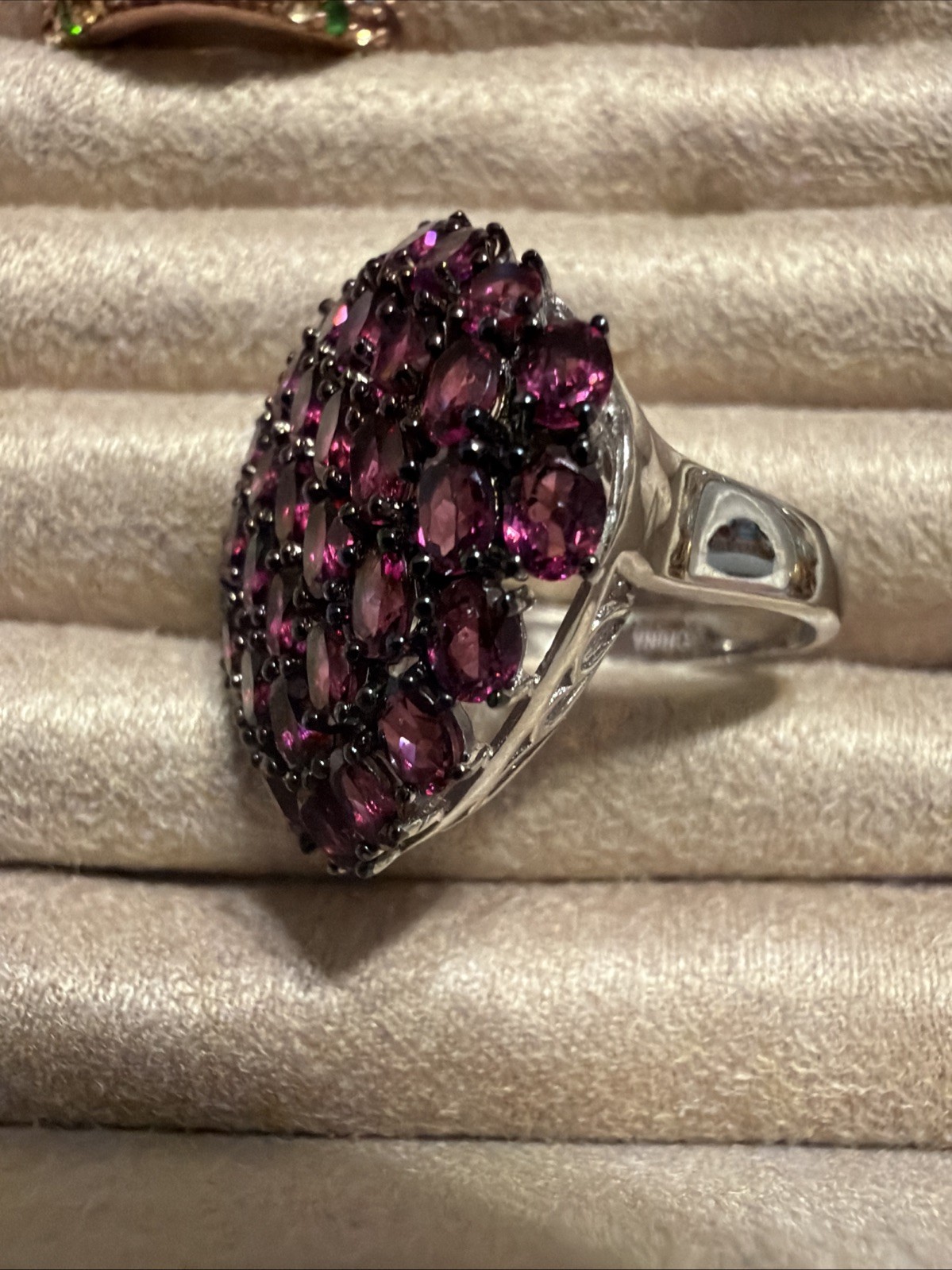 Sea Gems 925 Raspberry Rhodolite Gem Sterling Silver Ring Size 9