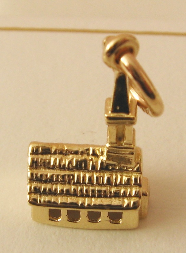 GENUINE SOLID 9K 9ct YELLOW GOLD 3D CHURCH WEDDING CHARM/PENDANT RRP $349