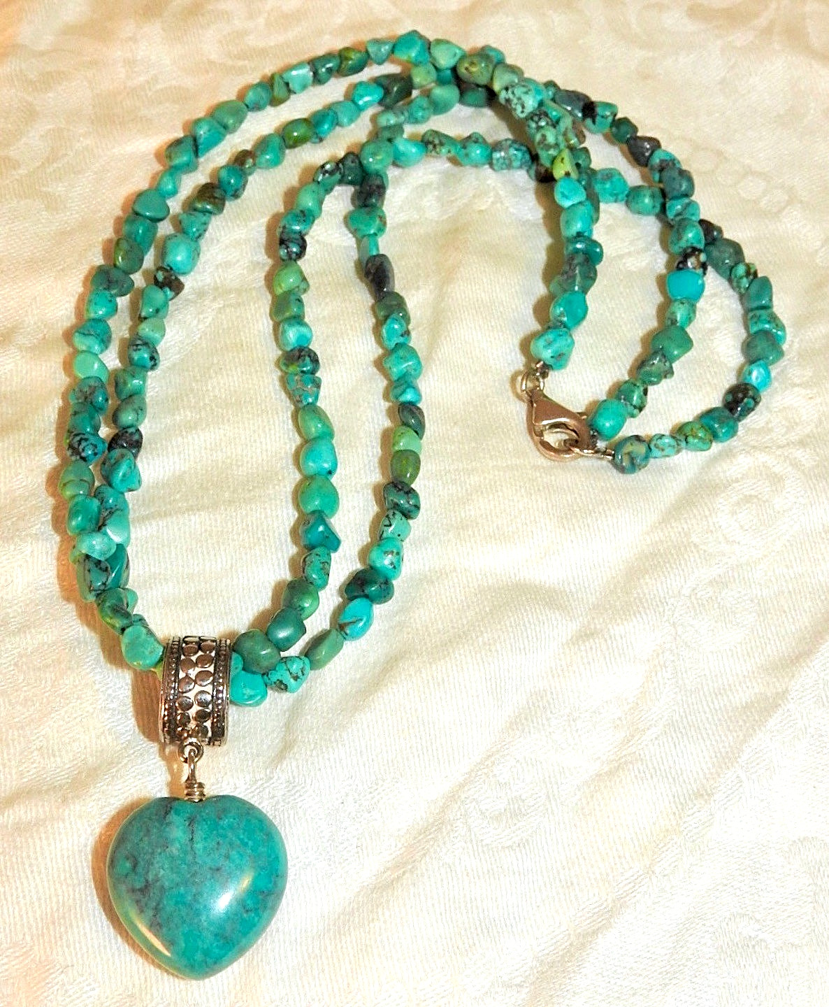 Jay King Turquoise Necklace Pendant Double Strands Sterling Silver Signed IOB