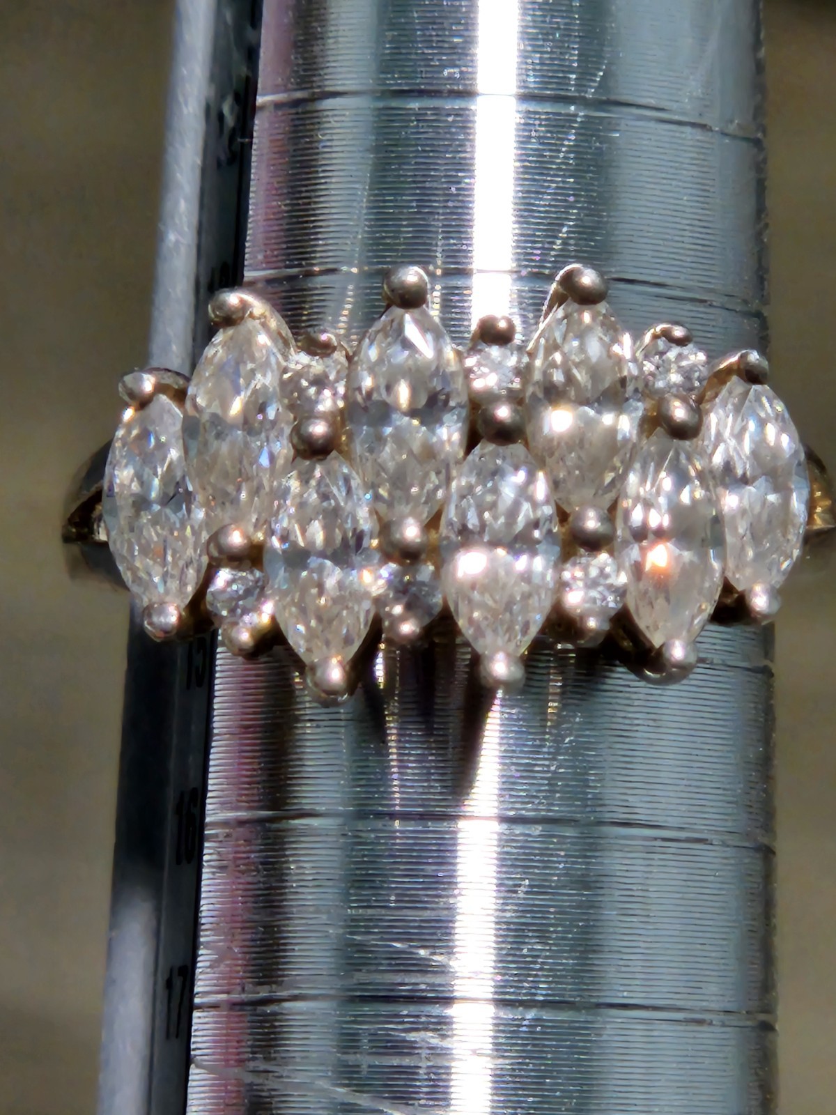 DQCZ Diamonique 925 Silver Cocktail Ring CZ Marquise SZ 7, 4g Free Shipping