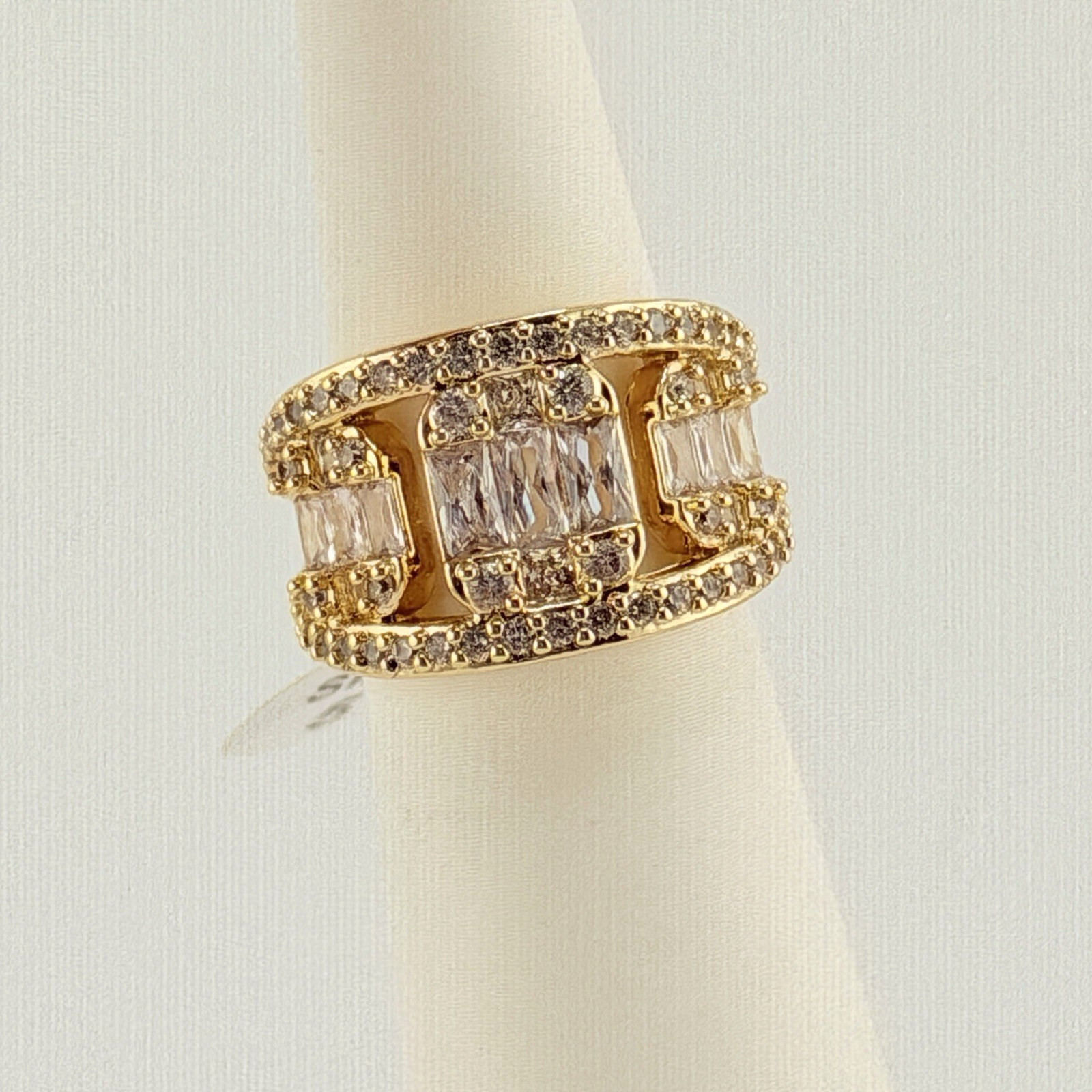 Bomb Party Ring Sz 5 “Quiet Clink, Loud Life” Clea CZ on Yellow Gold RG43088