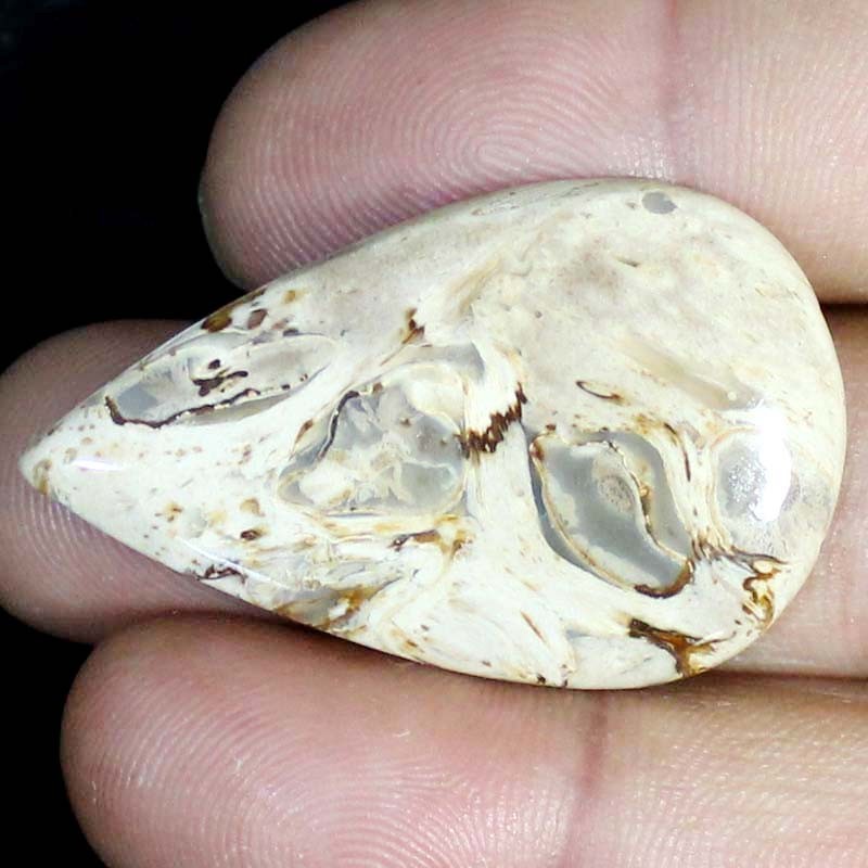 40.80 CT Natural Petrified Wood Agate PEAR Cabochon , Petrified stone 27x44x4 mm
