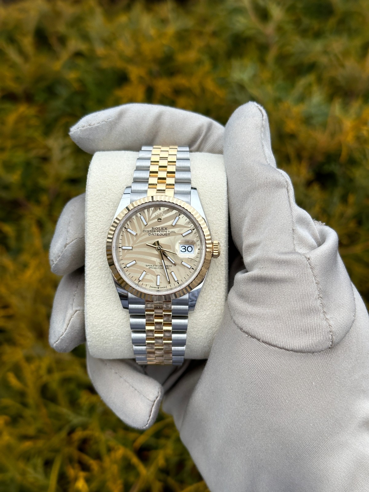 2023 | Rolex Datejust 36 | 126233 | Palm Dial | Jubilee | Fluted | Box & Papers.
