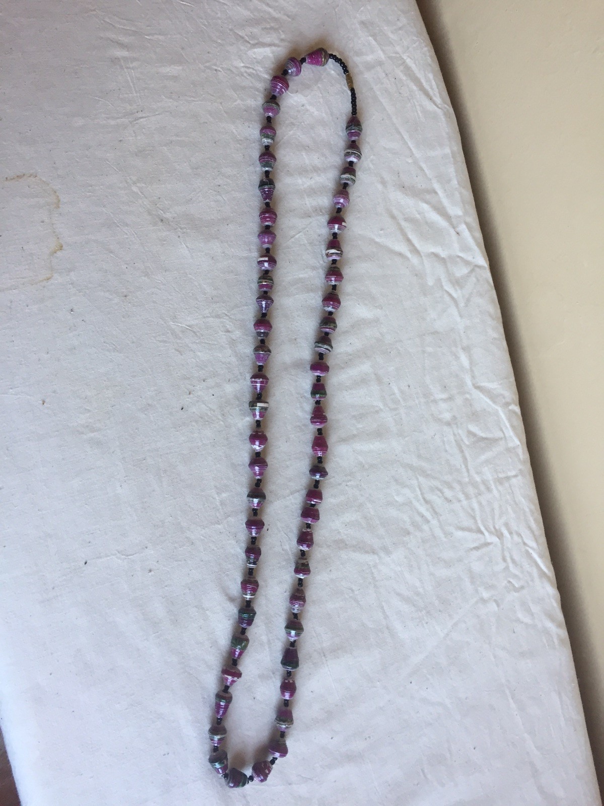 Contemporary Women’s Purple Fashion Jewelry Recycled Magazine Beaded Necklace