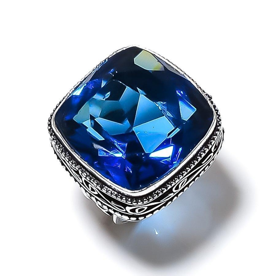 925 Sterling Silver Ring Tanzanite Gemstone Ring Silver Statement Ring