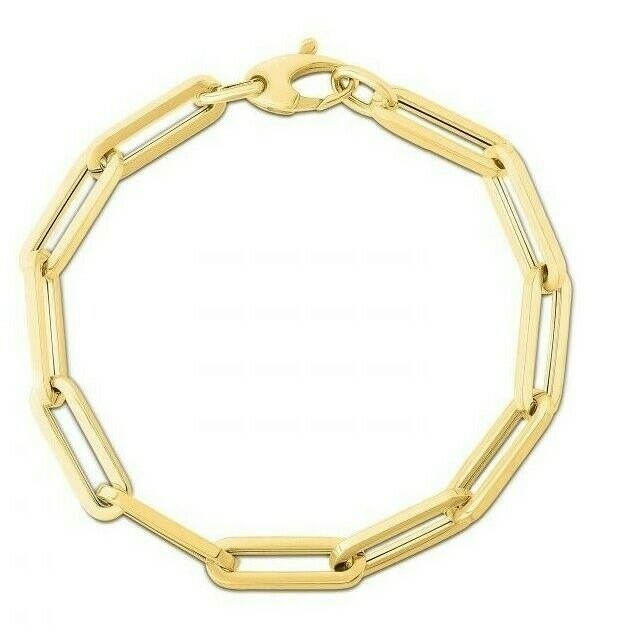 14k Yellow Gold PAPERCLIP Link Chain Bracelet 7.5 Inch 4.3 grams 6.MM