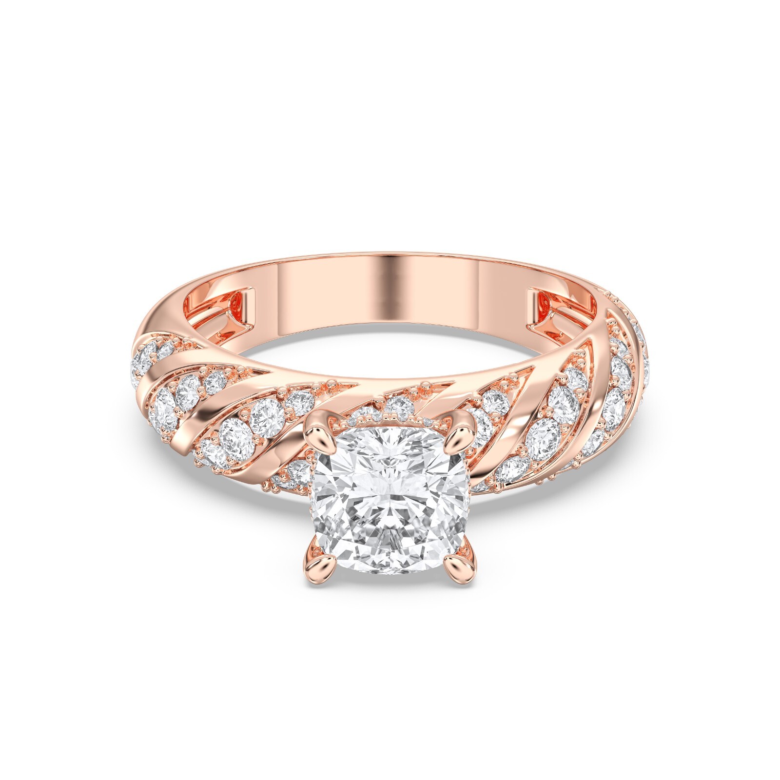 2.60 Carat Cushion Moissanite Stone Luxuries Style Engagement Ring in Silver