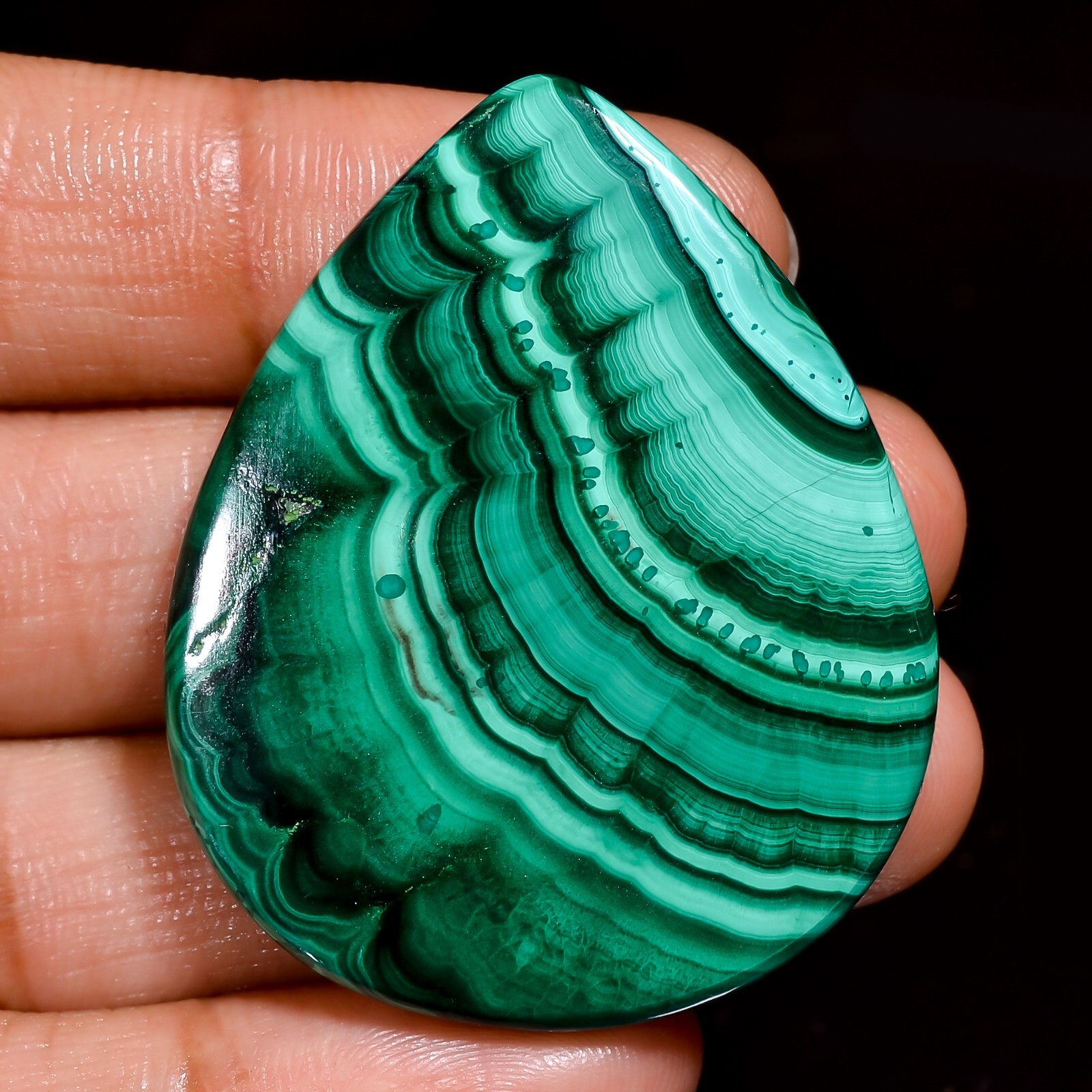 Green Malachite Pear Shape Cabochon 85.40 CT 100% Natural Loose STONE 33X41X5 mm