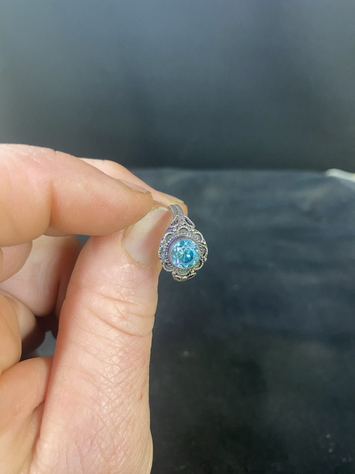 Arts & Crafts Zircon (?) Ring Sterling. Currently size 7. Not stamped or Signed