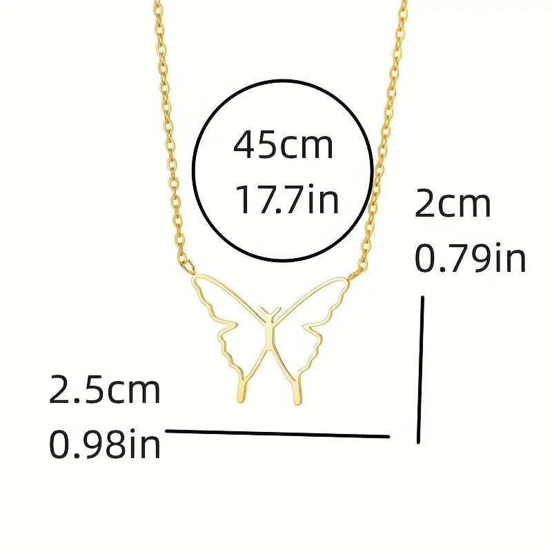 Personality Stainless Steel Hollow Butterfly Necklace Female Neck Jewelry