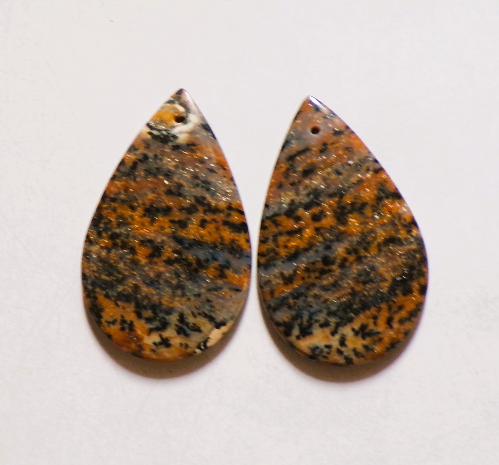 50.00 Cts Natural Honey Dendrite Drilled Cabochon Match Pair Gemstone 37X23MM 66