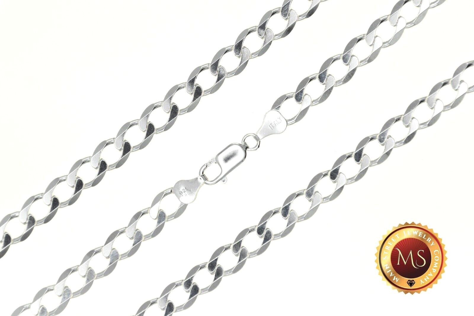 7mm ITALY 925 Sterling Silver CURB Chain Necklace or Bracelet 8″- 30″