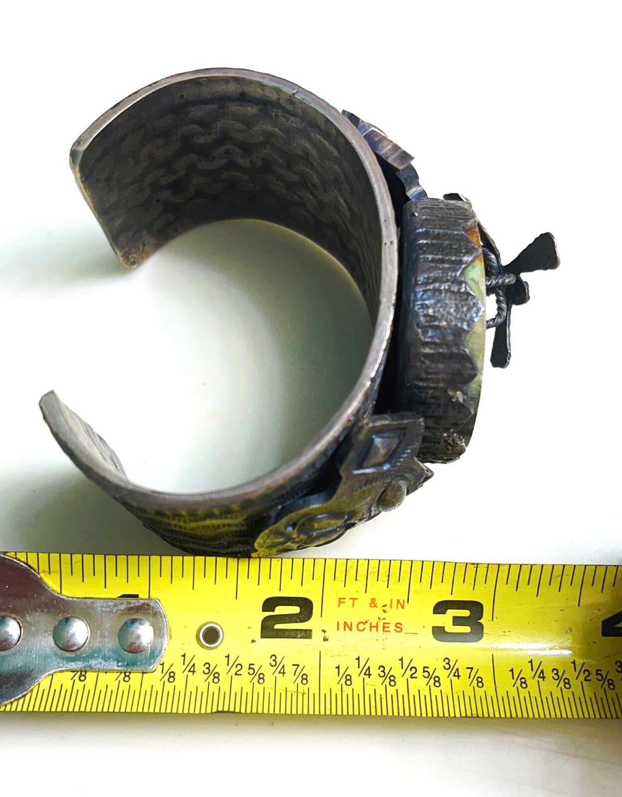 Museum Quality 💚 Native American Tufa Cast Turquoise Bracelet,Signed 6 1/4 200g