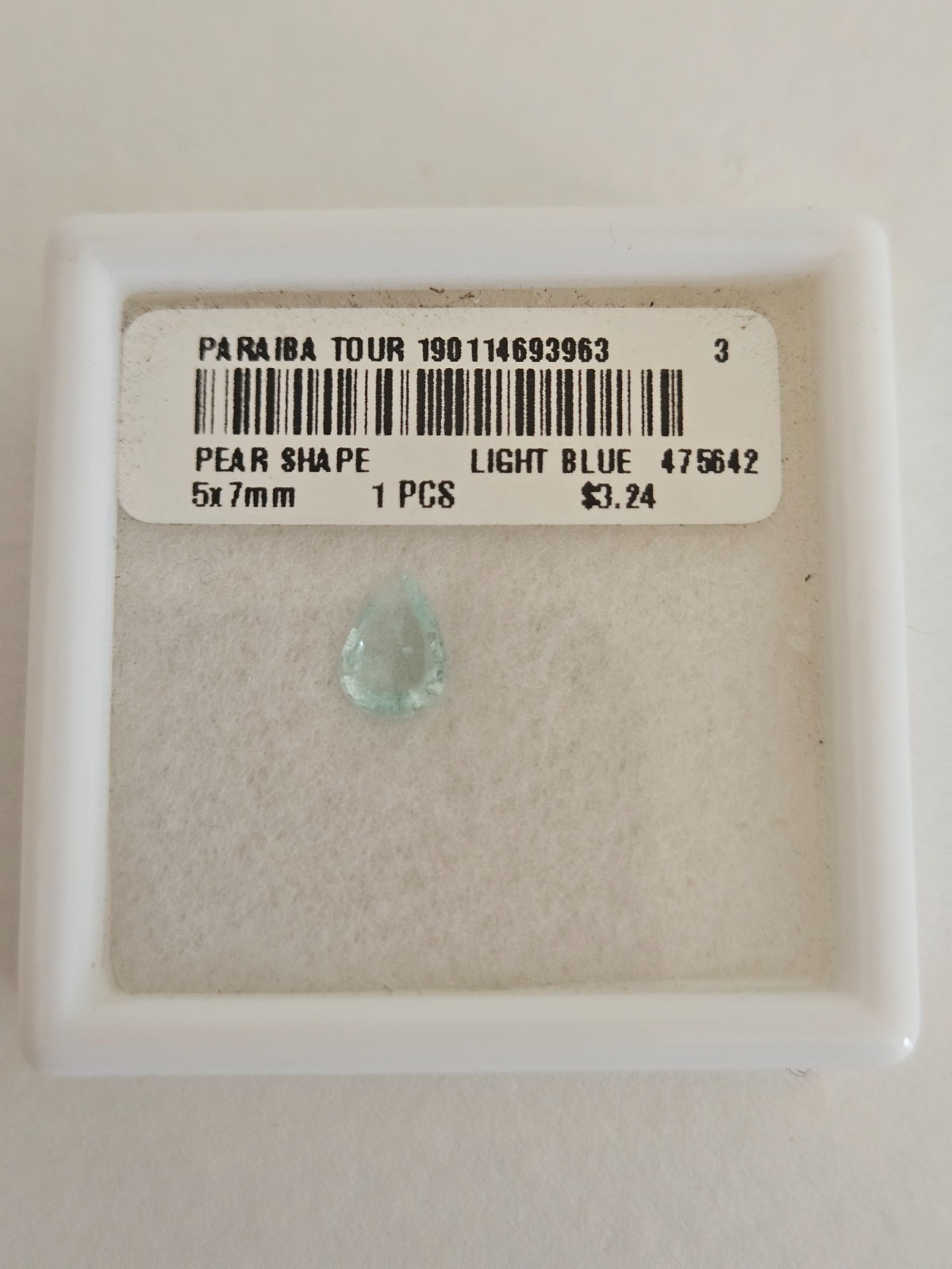 Estate Loose Gemstone Natural Paraiba Blue-Green Tourmaline 5x7mm Pear .44 ct