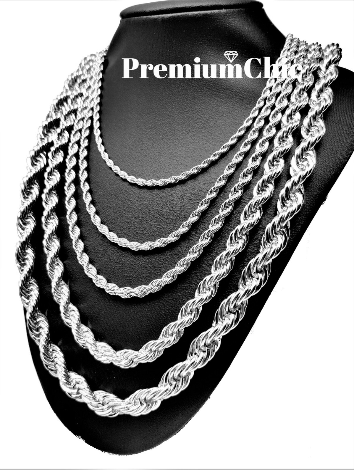 Rope Chain Necklace 3mm to 10mm 16″ to 30″ 14K Gold Plated Mens Hip Hop Jewelry