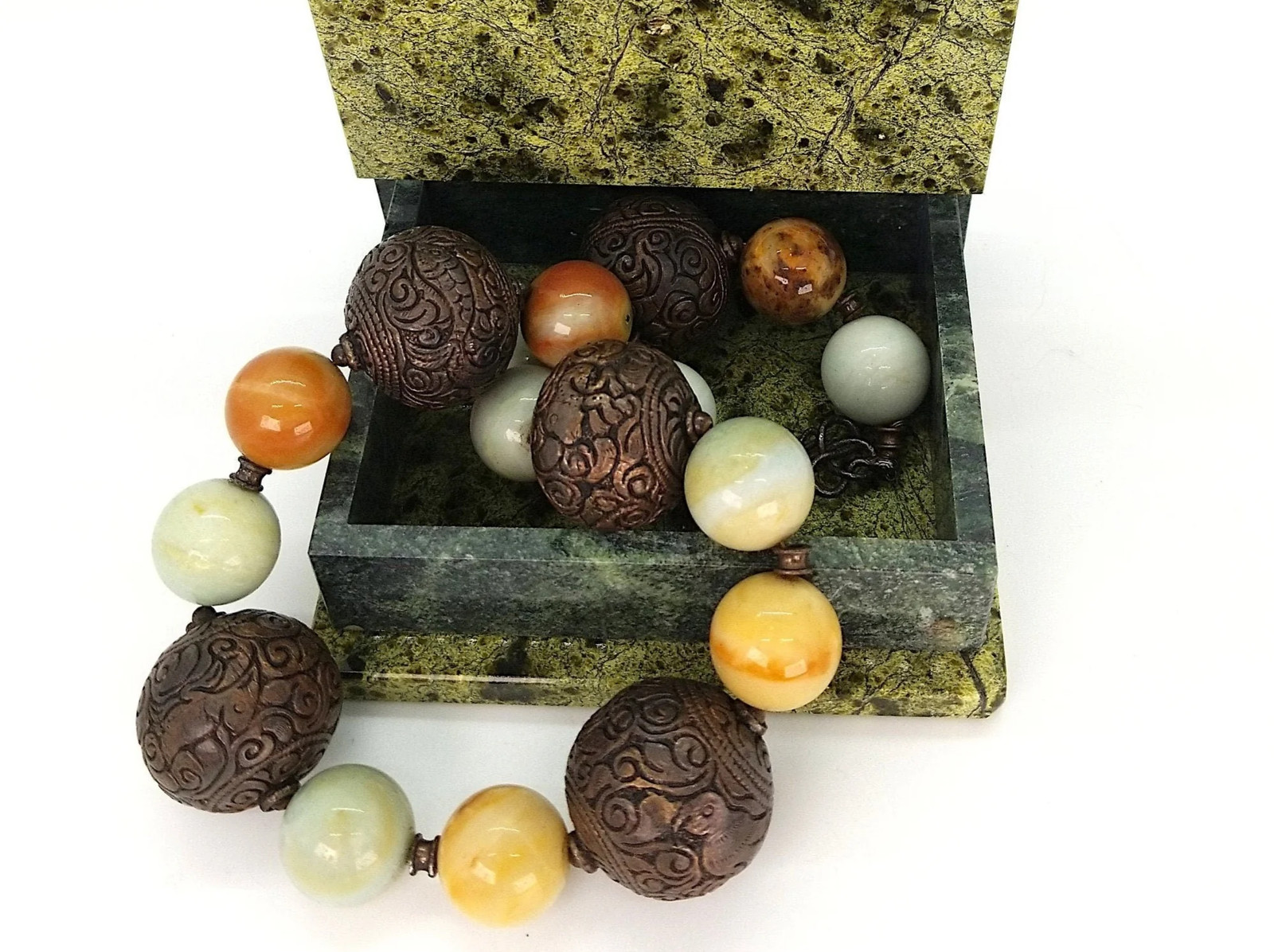 Amazonite and Nepalese Oxidized Copper Beads Necklace