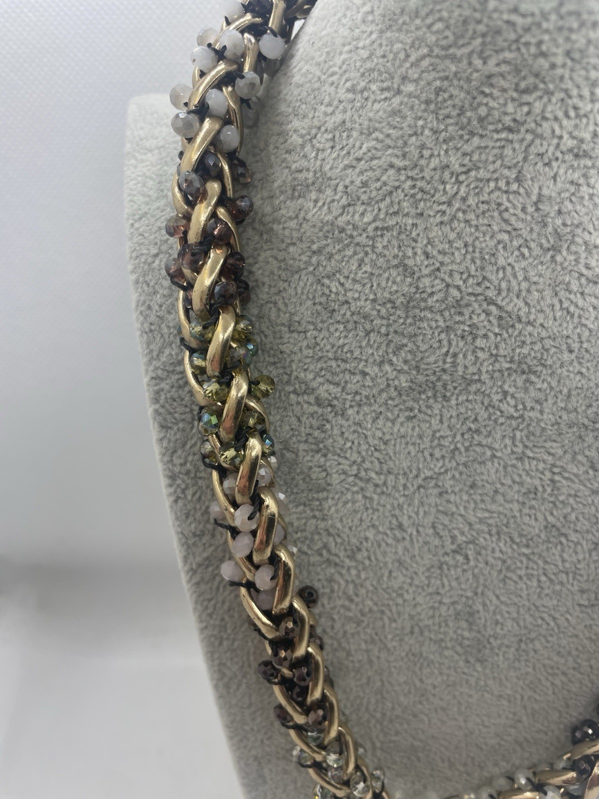 Accessorize Gold Tone Y2K Chunky Beaded Collar Necklace Statement Boho