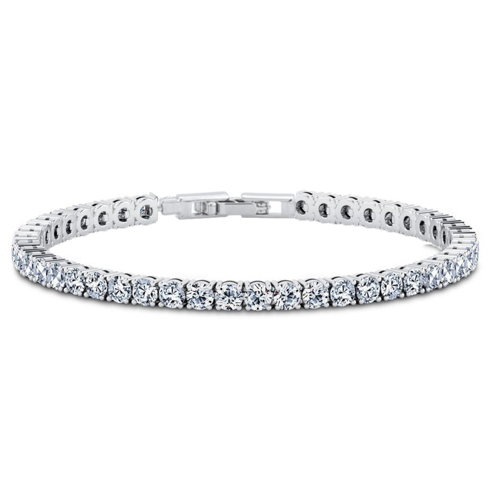 Women’s 4MM Round Cubic Zirconia Tennis Bracelet 7.5 Inch – Swarovski Elements