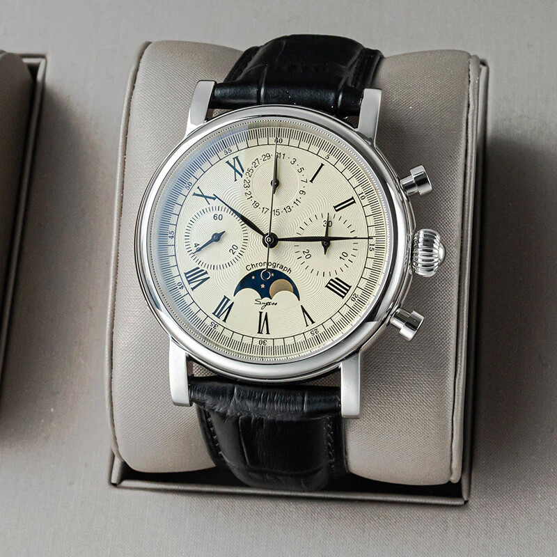 Sugess MoonPhase 29 1/2 Day Chronograph Mechanical Watch Seagull 1963 SUM199S
