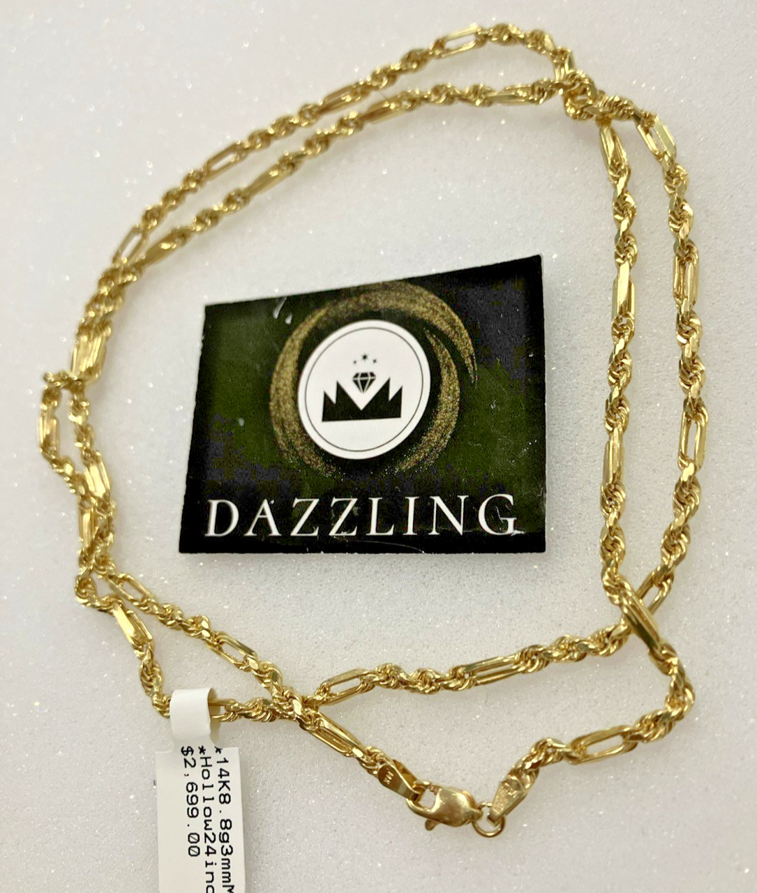 14kt Real Gold Milano-Rope Chain 8.8grams 3mm 24” Lalj Brand New with Tag. 14K