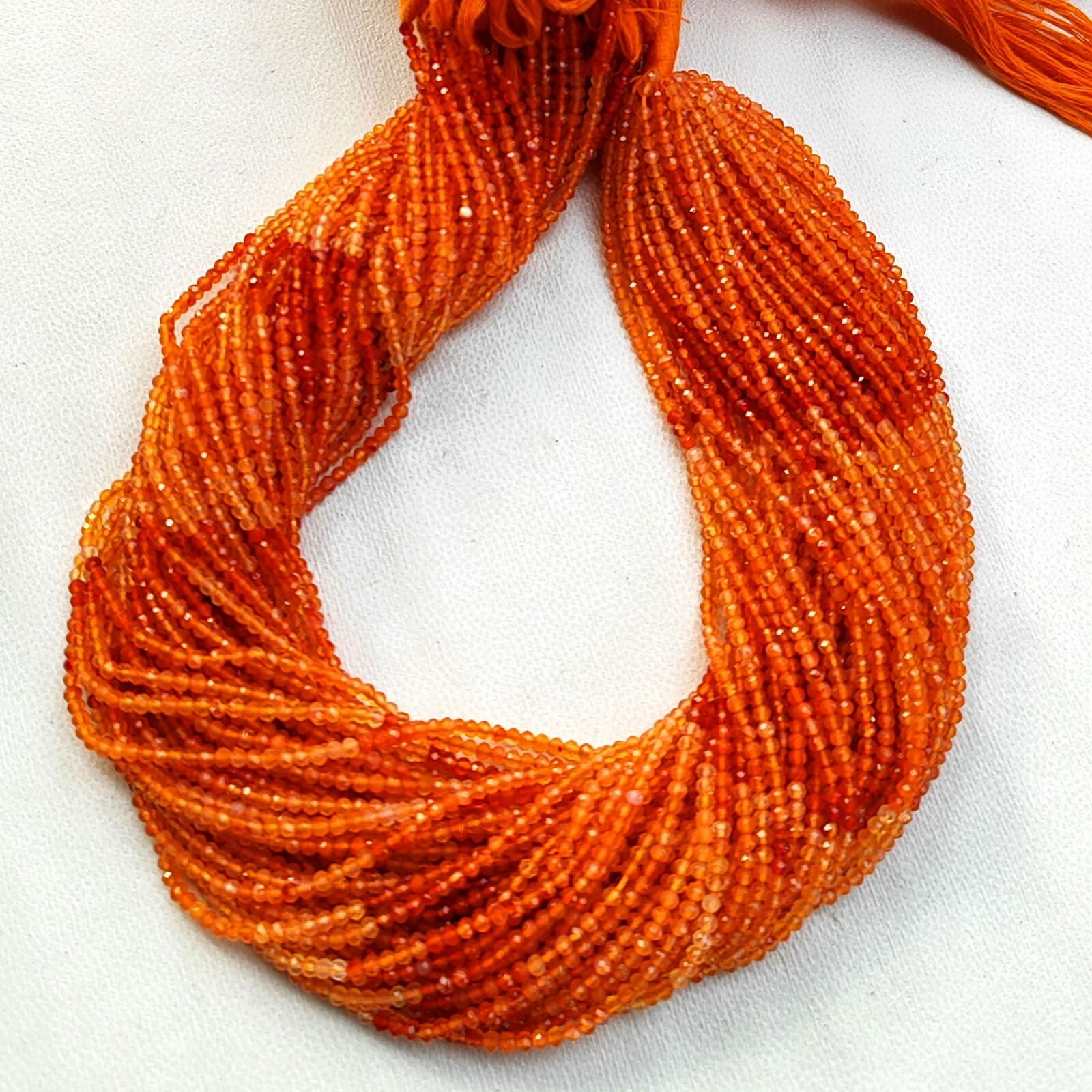 Natural Orange Carnelian Gems 2.5 mm Size Faceted Round Spacer Beads 14″ Strand