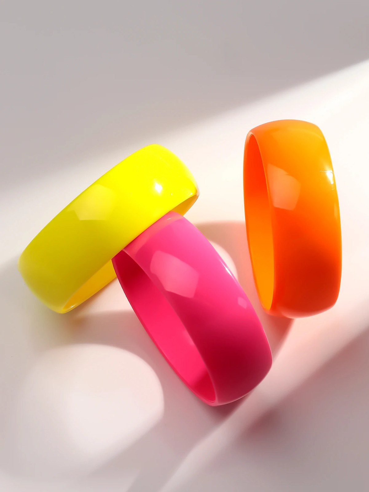 Acrylic Resin Chunky Bangle Women Fluorescent Color Round Wide Strand Jewelry