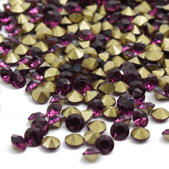 10 Bag Faceted Glass Pointed Rhinestone Findings Back Plated 1.9~2mm 1440pcs/Bag