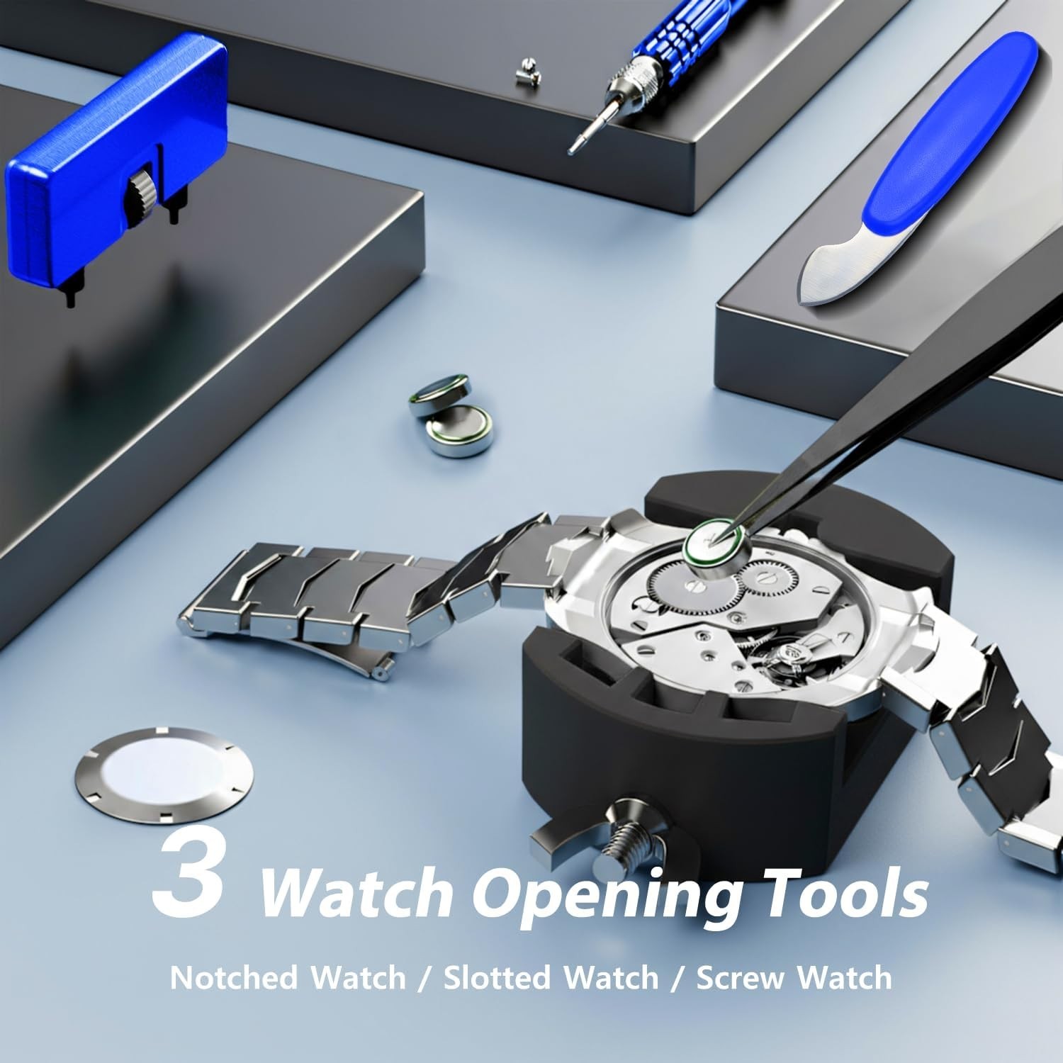 High-Quality Watch Repair Set with Adjustable Case Opener – Effortless DIY