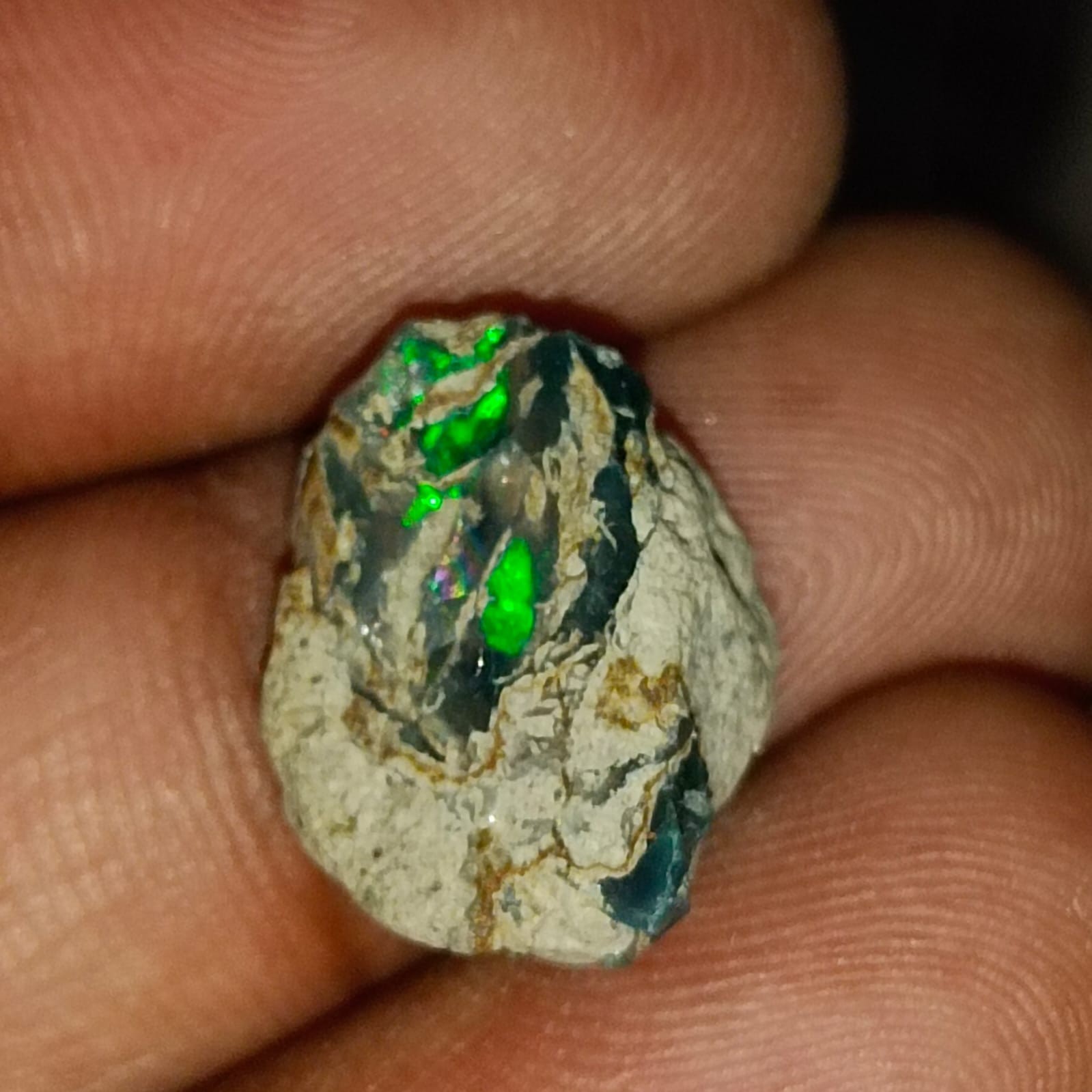 Genuine 6.55 ct Top Grade Black Opal Rough Natural Ethiopian Welo Rainbow Fire