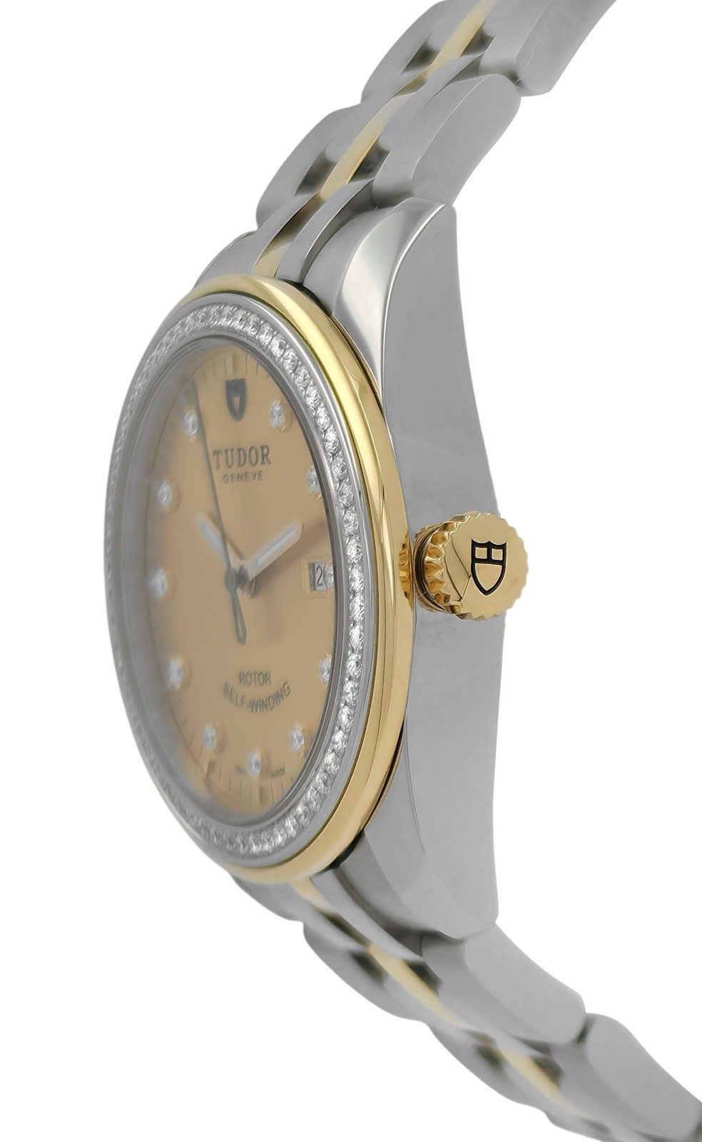Tudor Glamour 53023 Champagne Factory Diamond Bezel Dial Gold Steel 31MM Ladies