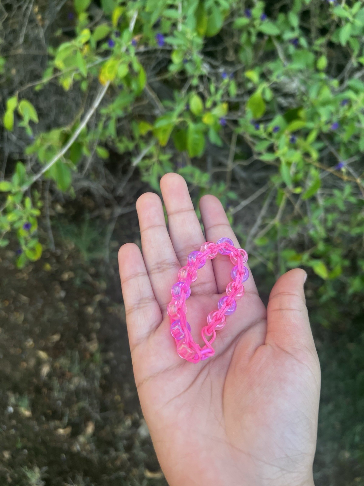 Pink Plastic Link Chain Bracelet, Stretch, Sizable, Pink Paradise 🌸