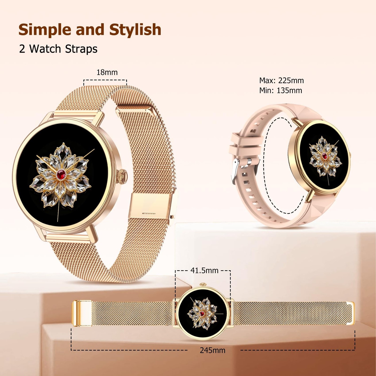 Smart Watch for Women, Answer/Make Call, 1.26″ AMOLED Touchscreen Fitness Tra…