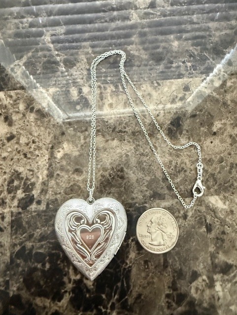 ❤️925 Sterling Silver Large Heart Shape Locket Necklace (Pendant + Chain)