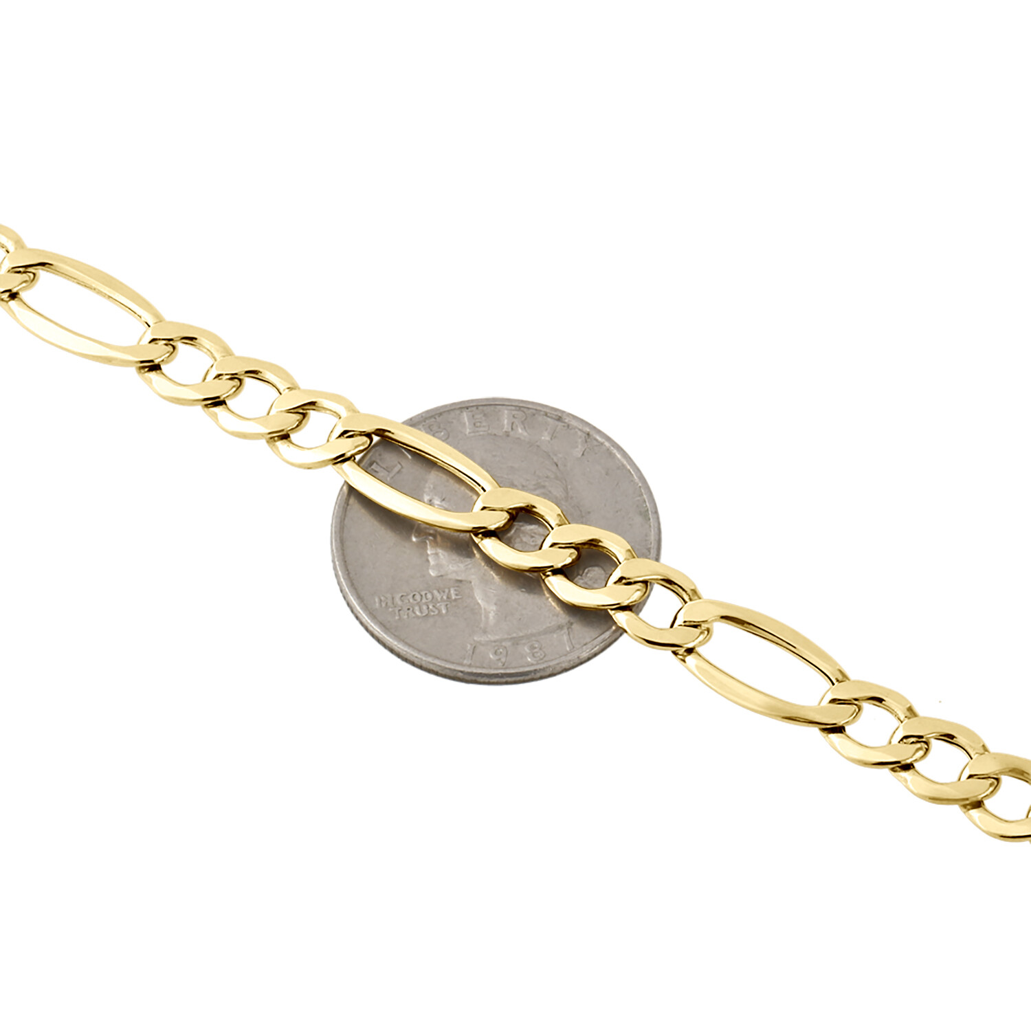 Genuine 14K Yellow Gold 7.50mm Solid Plain Figaro Link Chain Necklace 18-30 Inch