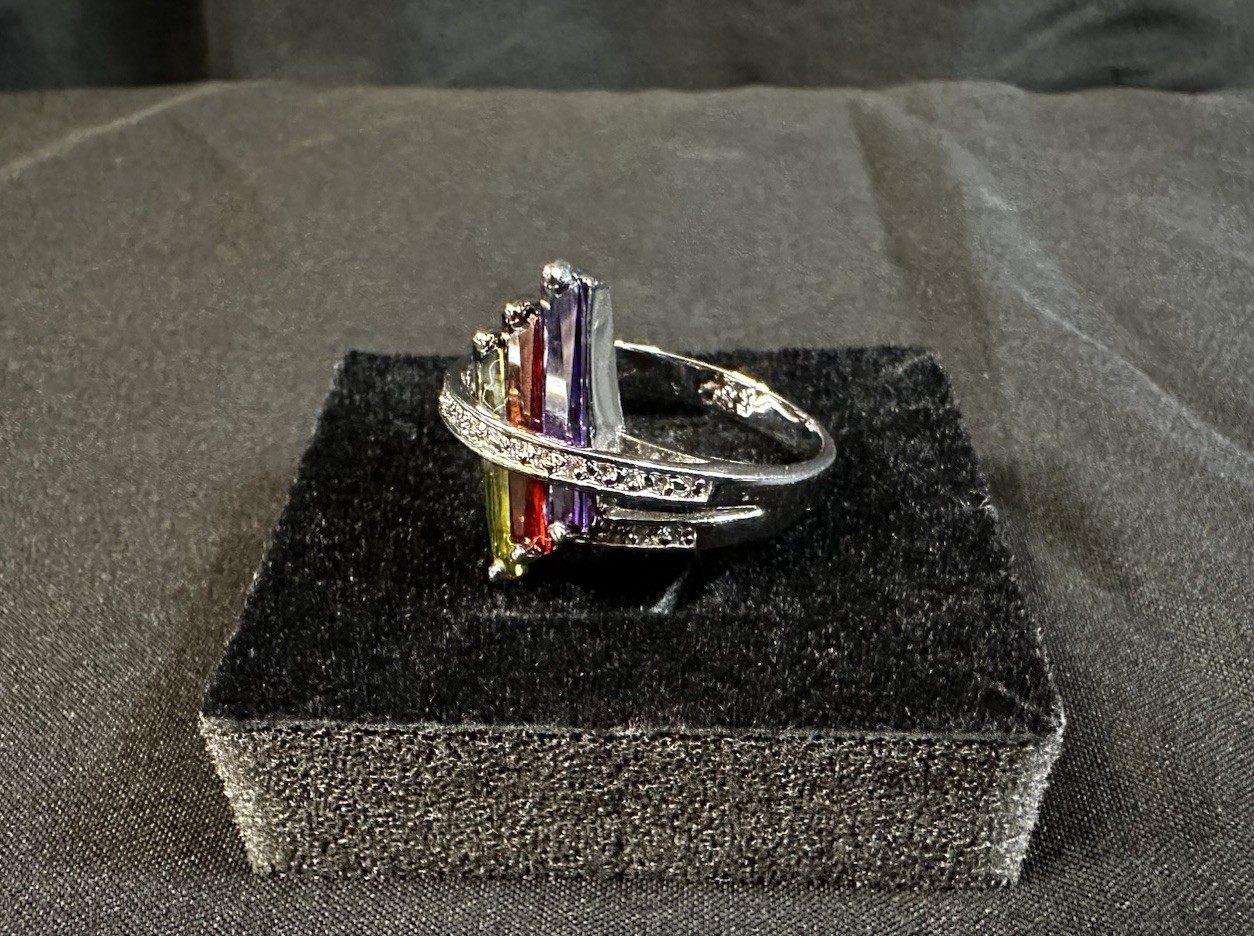 Signed RSC RS Covenant Multicolor Crystals & Stones Ring Size 9.5 Made In USA