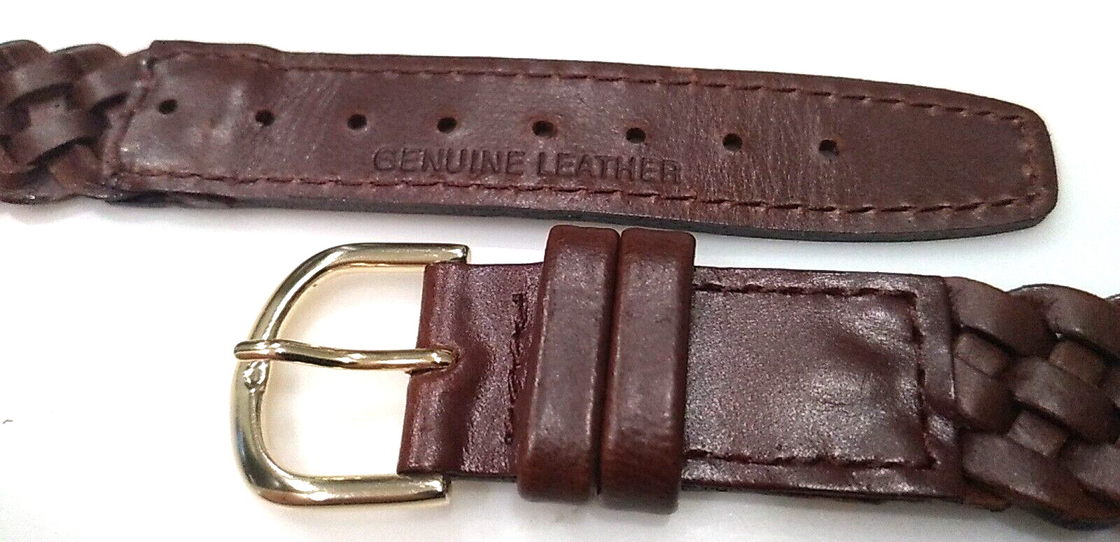 2 for 1 (1 Brown & 1 Dark Beige) Braided Woven Genuine Leather 18mm Watch Bands